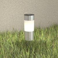 Globo Round solar pillar light Valea, stainless steel