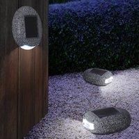 Set of 3 LED Solar Outdoor lamp Stone Design Decorative Lamps Garden Bed Path Lights Globo 33997-3