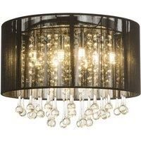 LED glass crystal ceiling hanging lamp living room silk pendant light black new
