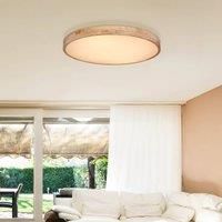Globo Rainer LED ceiling lamp, 80 cm, wood-effect, metal, CCT