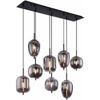 Globo Smoky 8 Light Black Pendant With Smoked Shades