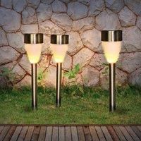 Globo LED ground spike light 33576-3, stainless steel, set of 3
