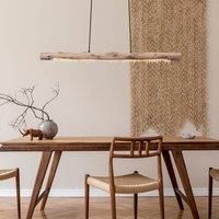Globo Felicitas LED hanging lamp, wood, length 100 cm