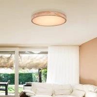 Globo Rainer LED ceiling lamp, 60 cm, wood-effect, metal, CCT