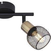 Globo Spotlight Metal Black Matt Metal Antique Brass Shades Metal Mesh 54028-2