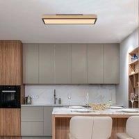 Globo Doro LED ceiling light, length 60 cm, oak, wood
