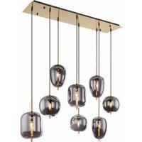 Globo Smoky 8 Light Gold Pendant With Smoked Shades