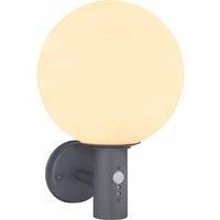 Globo Ossy Antracite And Opaque Dome Wall Light, Ip44 With Sensor