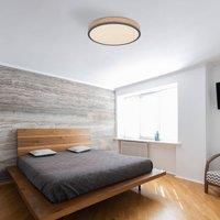 Globo Doro LED ceiling lamp, 45 cm, dark graphite/wood, wood, 830