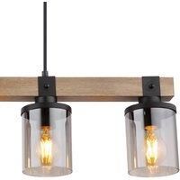 Globo Lila ceiling light with a wooden beam, 3-bulb