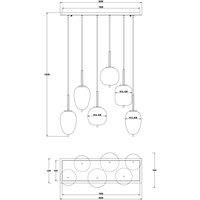 Globo Blacky hanging light, black/smoke grey, length 80 cm, 6-bulb.
