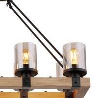Globo Lila pendant light with a wooden frame, 8-bulb