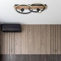 Globo Danny LED ceiling light, wooden panel, dimmable