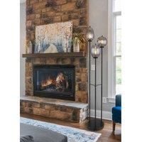 Globo Smoky 3 Light Black Floor Lamp With Smoked Shades