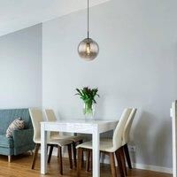Globo Samos pendant light, 20 cm, smoky grey/black, glass