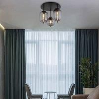 Globo Smoky 3 Light Semi Flush Black Ceiling Light