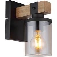 Globo Lila wall light wooden arm and glass lampshade