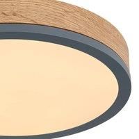 Globo Doro LED ceiling lamp 30cm dark wood, graphite