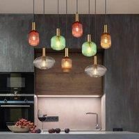Globo Normy pendant light, length 125 cm, colourful, glass, 8-bulb.