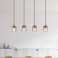 Globo Reid pendant light, 4-bulb, black/smoke