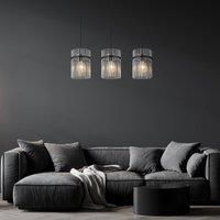 Globo Gorley pendant light, length 80 cm, smoke grey, 3-bulb, glass