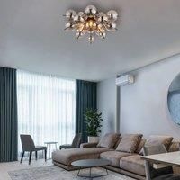 Globo Udo ceiling light, smoke grey, 55 cm, glass