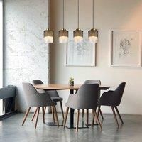 Globo Olga pendant light, length 91 cm, black, 4-bulb, metal/glass