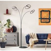 Globo Della LED floor lamp, height 190 cm, black/dark grey, 3-bulb