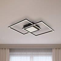 Globo Saunders LED ceiling lamp, length 43 cm, black, 3D effect
