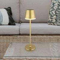 Globo LED solar light, metal, gold-coloured, height 41 cm, IP44