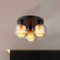 Globo Ceiling lamp Xia, 37 cm, smoke grey, 3-bulb, glass