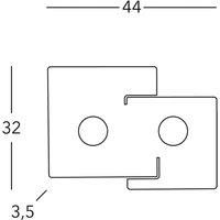 SQUARE white ceiling light, 2 bulbs, antique copper shade
