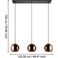 EGLO Stars Of Light Cordoba hanging light, 3-bulb, long, copper