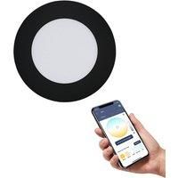 EGLO connect.z Smart Home LED bathroom spotlight Fueva-Z, flat spot light for ceiling, Ø 4.7 inches, ZigBee, app and voice control, warm – cool white, dimmable, black, IP44