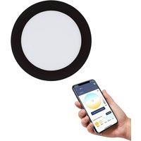 EGLO connect.z Smart Home LED bathroom spotlight Fueva-Z, flat spot light for ceiling, Ø 6.5 inches, ZigBee, app and voice control, warm – cool white, dimmable, black, IP44