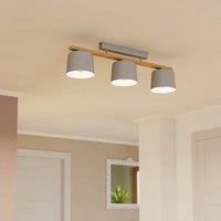 Mariel ceiling light 3-bulb grey natural wood