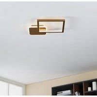 EGLO LED ceiling spot Gafares, dimmable ceiling light fitting with remote control, square living room lamp made of black aluminium and steel in white and gold, warm-cool white