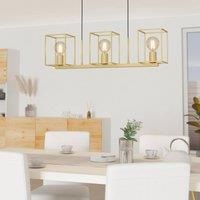 Eglo Cumiole Pendant Light, Dining Table Pendant Light, 3-Bulb, Elegant Dining Room Lamp Made of Metal in Gold, Pendant Light with E27 Socket