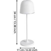 EGLO Mannera LED Outdoor Table Lamp, Bedside Lamp, Touch Dimmable, Outdoor Table Lamp Made of Metal in Grey and Plastic White, Lamp Bedroom Warm White, IP54