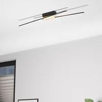 EGLO Panagria LED ceiling light, black with wood detail