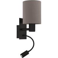 Capalbio Grey Ceramic/White Fabric Ribbed Table Lamp