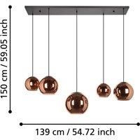 EGLO Stars Of Light Cordoba pendant light, 5-bulb, long, copper