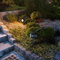 Eglo LED Solar Garden lamp Sambuco, Outdoor Lighting with Ground Spike and Remote Control, Outside Path Light, Black Plastic, Warm White, RGB, IP44