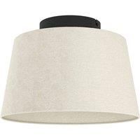 Eglo Febres Natural Fabric & Black Steel Contemporary Ceiling Light, Black