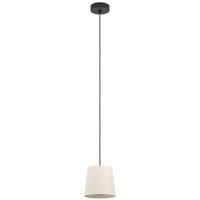Eglo Pendant Lighting Febres, Hanging lamp Above Dining Table, Dining Room Ceiling Light Fixture, Made of bouclé Fabric, Metal in Black and Textile in White, E27 Socket, Ø 35 cm