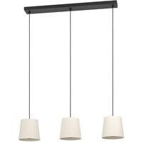 Eglo Pendant Lighting Febres, 3 Light Hanging lamp Above Dining Table, Dining Room Ceiling Light Fixture, Made of bouclé Fabric, Metal in Black and Textile in White, E27 Socket, 88 cm