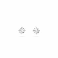 Swarovski Attract Round Pierced Earrings, White, Rhodium plated