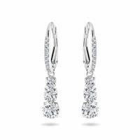Swarovski Attract Trilogy Drop Pierced Earrings with Sparkling Clear Swarovski Crystals on a Rhodium Plated Setting, a Part of the Attract Trilogy Collection