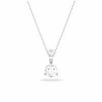 Swarovski Solitaire Pendant Necklace, 38 cm, With Dazzling White Crystals and Rhodium Plated Chain, a part of the Swarovski Solitaire Collection