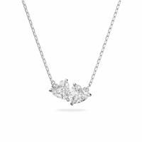 Swarovski Attract Soul Pendant Necklace with Heart-Shaped Clear Swarovski Crystals on Rhodium Plated Chain, a Part of the Attract Soul Collection